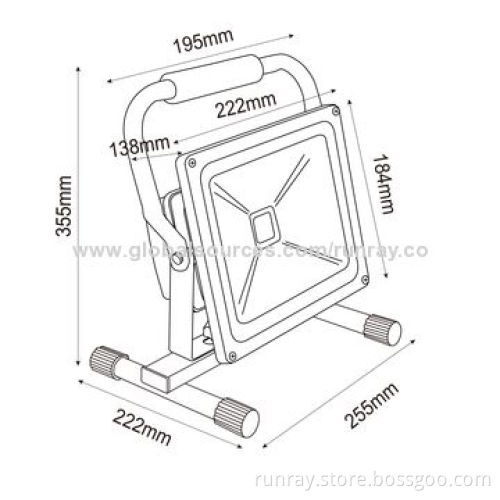30W Rechargeable LED Floodlight, IP65, 6-8 Hours Using Time, 12-24 DC/85-265V AC Voltage, 90lm/W